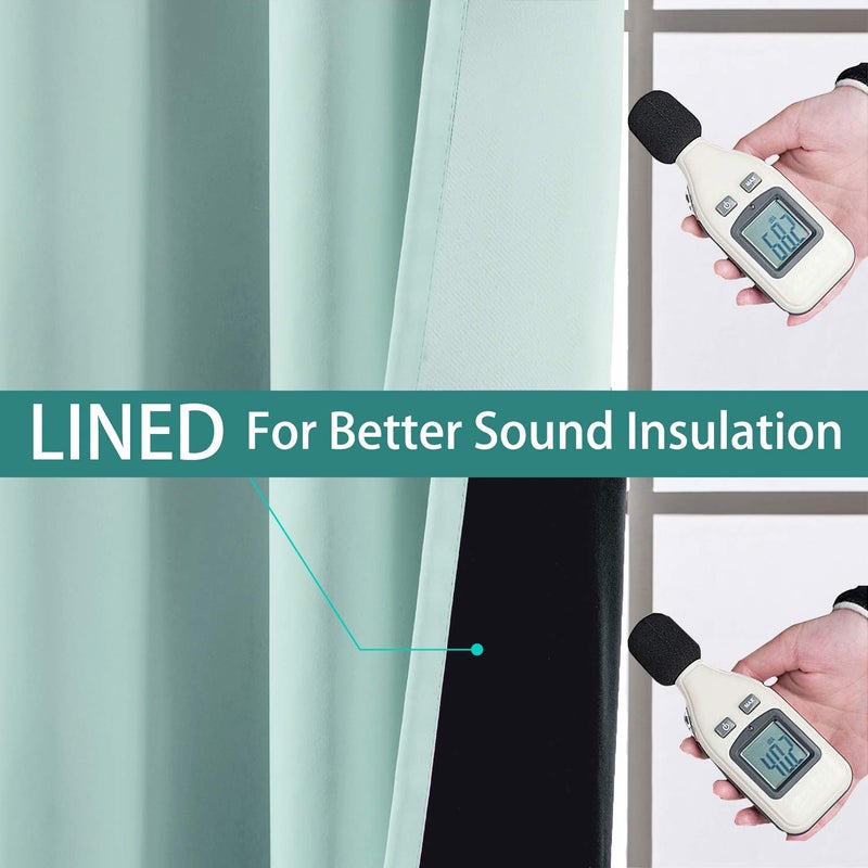 Yakamok 100% Blackout Lined Pair Curtains, Window Treatment Thermal Insulated Soundproof Drapes for Bedroom(52Wx84L, Aqua, 2 Panels) - Image 4